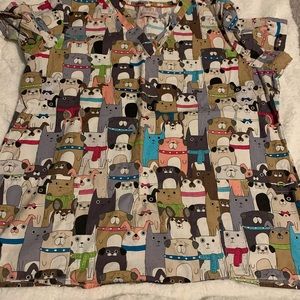 White Cross print scrub top